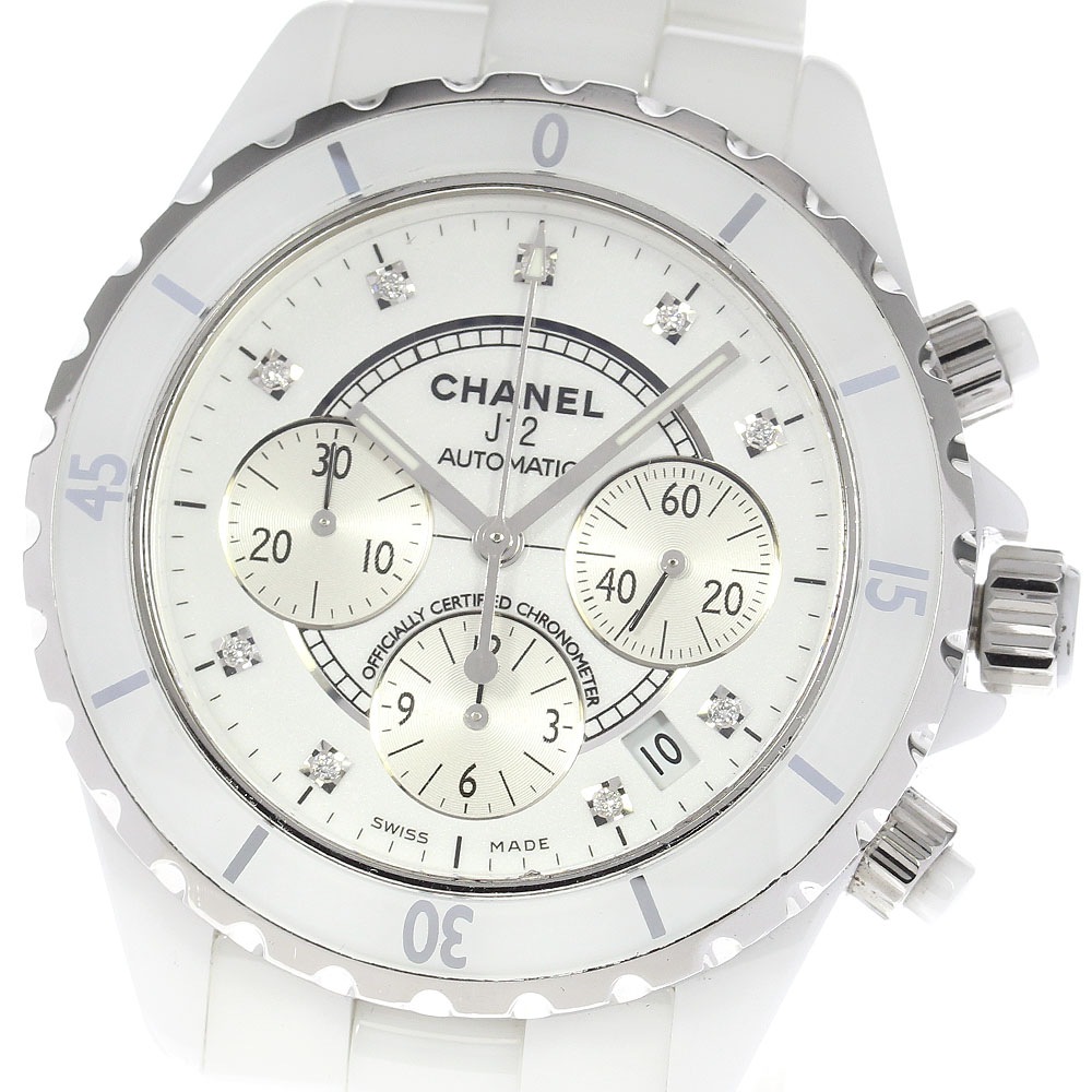シャネル CHANEL H2009 J12 9Pダイヤ クロノグラフ 自動巻き メンズ 保証書付き_817234【中古】