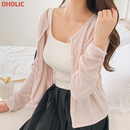 シースルーラウンドネックカーディガン