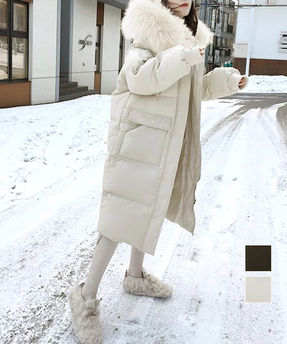 国内即納 フェイクダウンコート中綿入りロングコート 2ZHIYIN-001