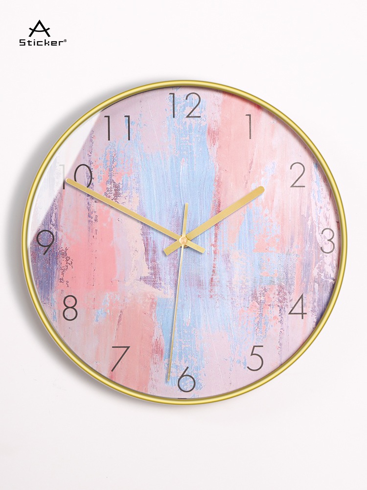 おまけ付 北欧の壁時計シンプルな家庭用時計の装飾リビングルームクリエイティブな時計壁掛けパーソナリティミュートアートライト高級時計無料パンチ 【半額】