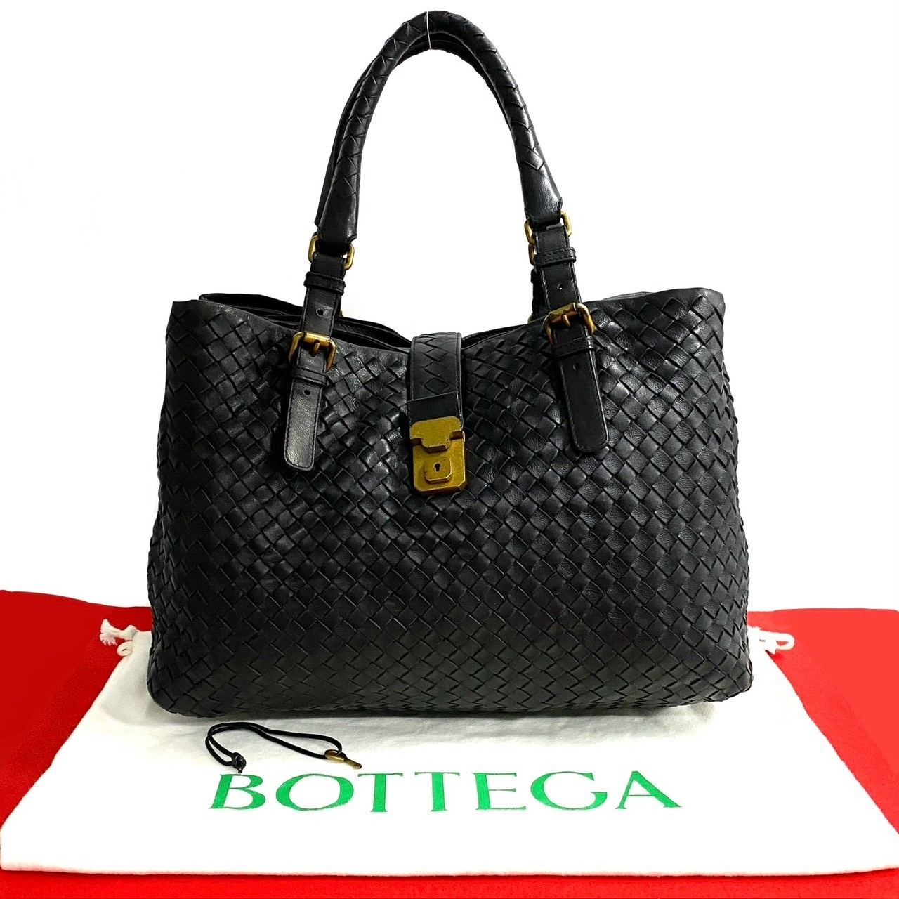 イントレチャートトートバッグ レザー ブラック 24404