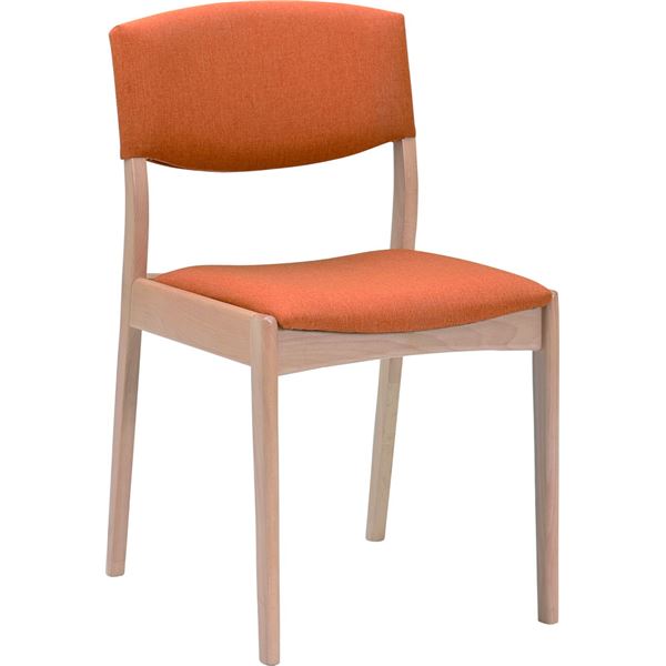 ダイニングチェア/食卓椅子 (2脚組 ナチュラルオレンジ) 幅45奥行51.5高さ75cm ファブリック 木製 完成品 (リビング)