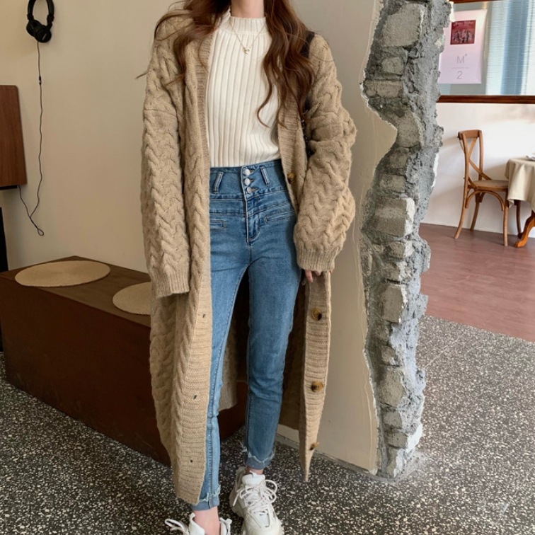 レディース ジャケット ニット セーター カーディガン アウター 上着 羽織 前開き ロング 長袖 萌袖 襟なし ワイド オーバーサイズ もこもこ ふわふわ ふっくら 伸縮性 ボタン かわいい