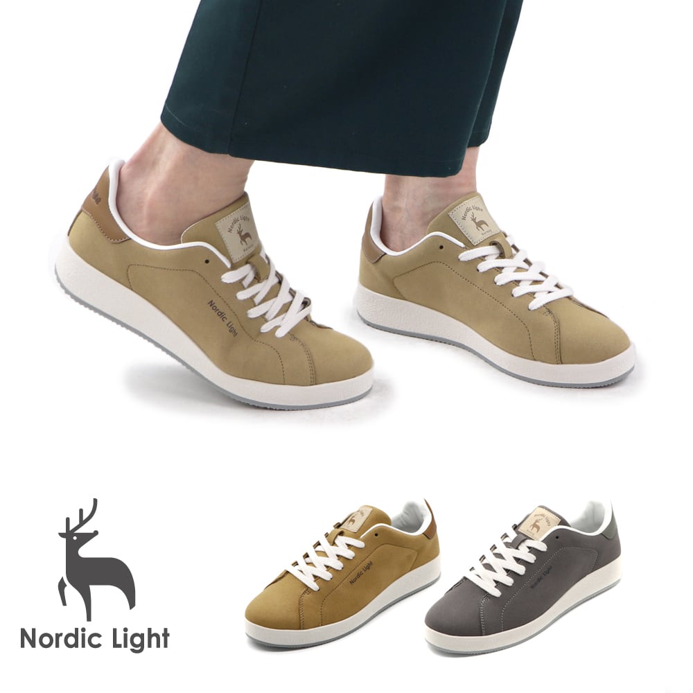 ノルディックライト スニーカー レディース ローカット コートスニーカー シンプル スエード ヌバック レトロ クラッシック ローテク ワンポイント レースアップ 紐靴 運動靴 疲れにくい 北欧 ノル