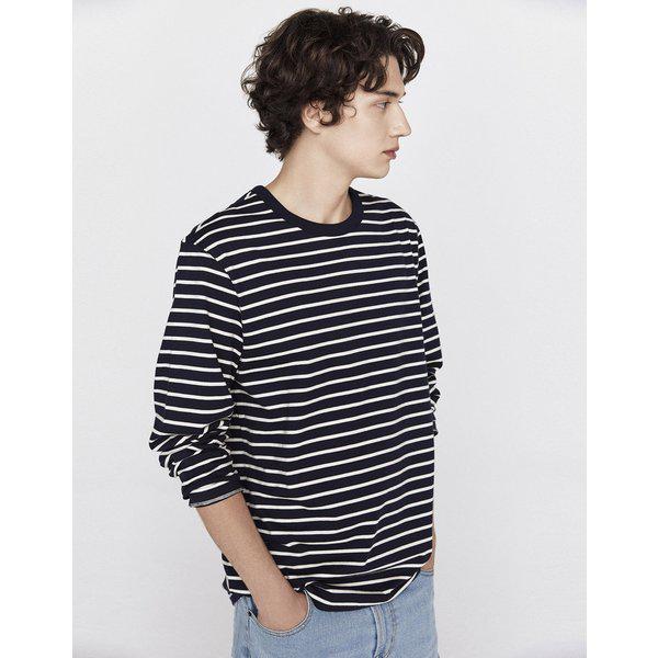 NEW メンズ ストライプ 長袖 Tシャツ 01025911