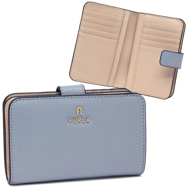 二つ折り財布 カメリア ブルー ベージュ レディース WP00314 ARE000 3593S