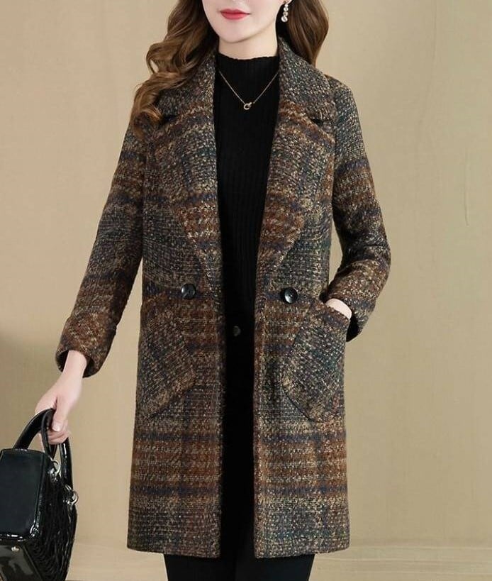 レディース ジャケット 上着 羽織り コート アウター 美シルエット チェスターコート ミドル丈 ラペルネック チェック 格子柄 映え 高見え 可愛い かわいい 韓国 かっこいい カジュアル lout