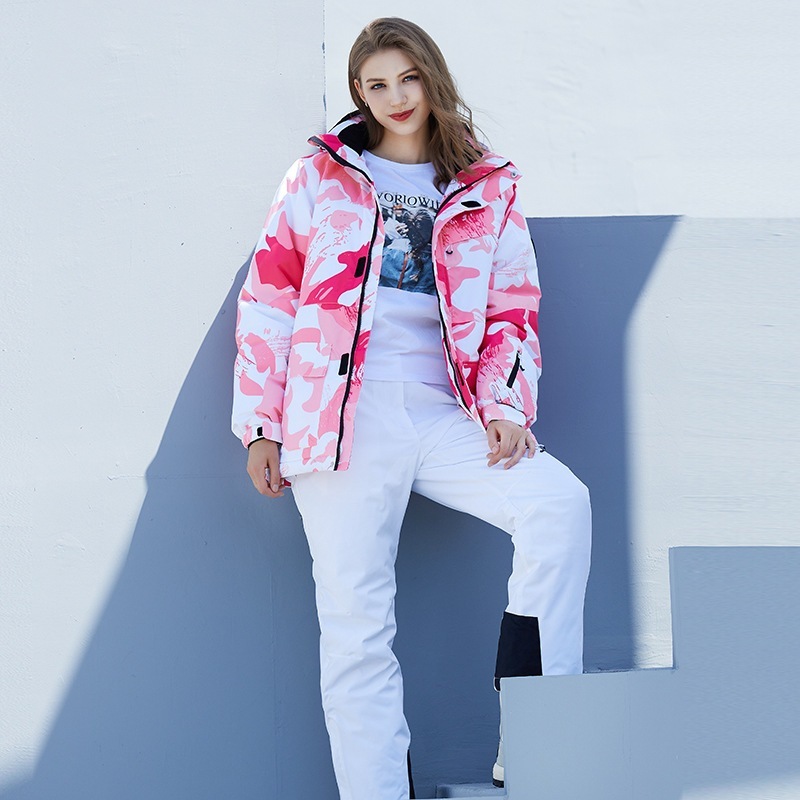 新しい女性用スキースーツ冬用アウトドア防風性と撥水性暖かい厚みのあるシングルボードとダブルボードのスキー服