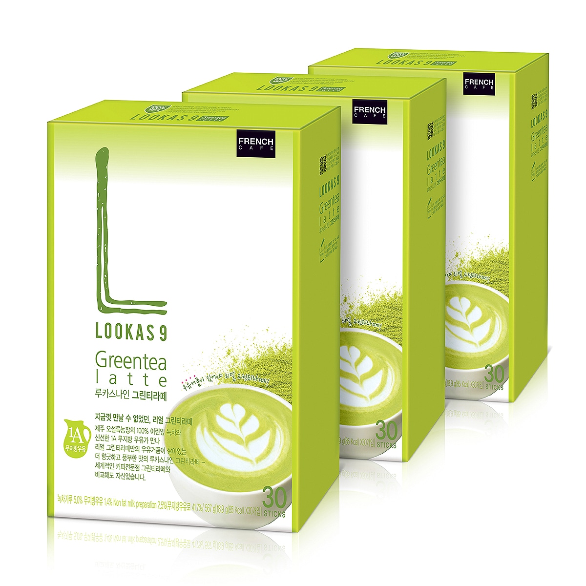 韓国-K MEAL-ルーカスナイン グリーンティーラテ 18.9g x 30スティック x 3ボック