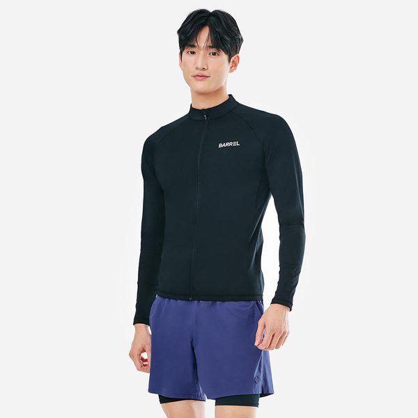 [] マン エッセンシャル スタンダードフィット ジップアップ ラッシュガード ブラック (B5SMWZR102BLK)