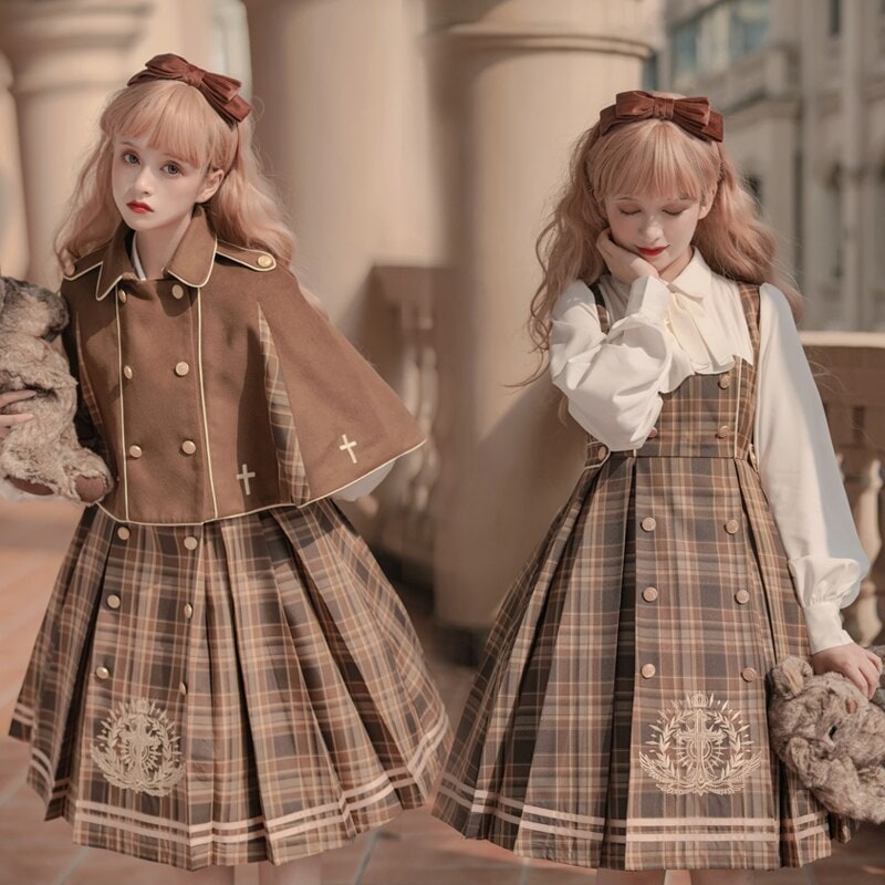 ロリータ 2way 探偵 チェック柄 ワンピース 女子高生 ゴスロリ ロリ ゴシック Lolita系