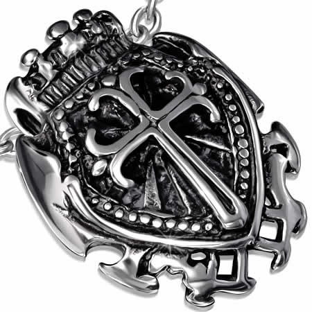 ベルクロスステンレスペンダントトップ 十字架 エンブレム 王冠 クラウン 盾 サージカルステンレス ネックレス パーツ 首飾り アクセサリー 男性 女性 プレゼント stt00-00-0626