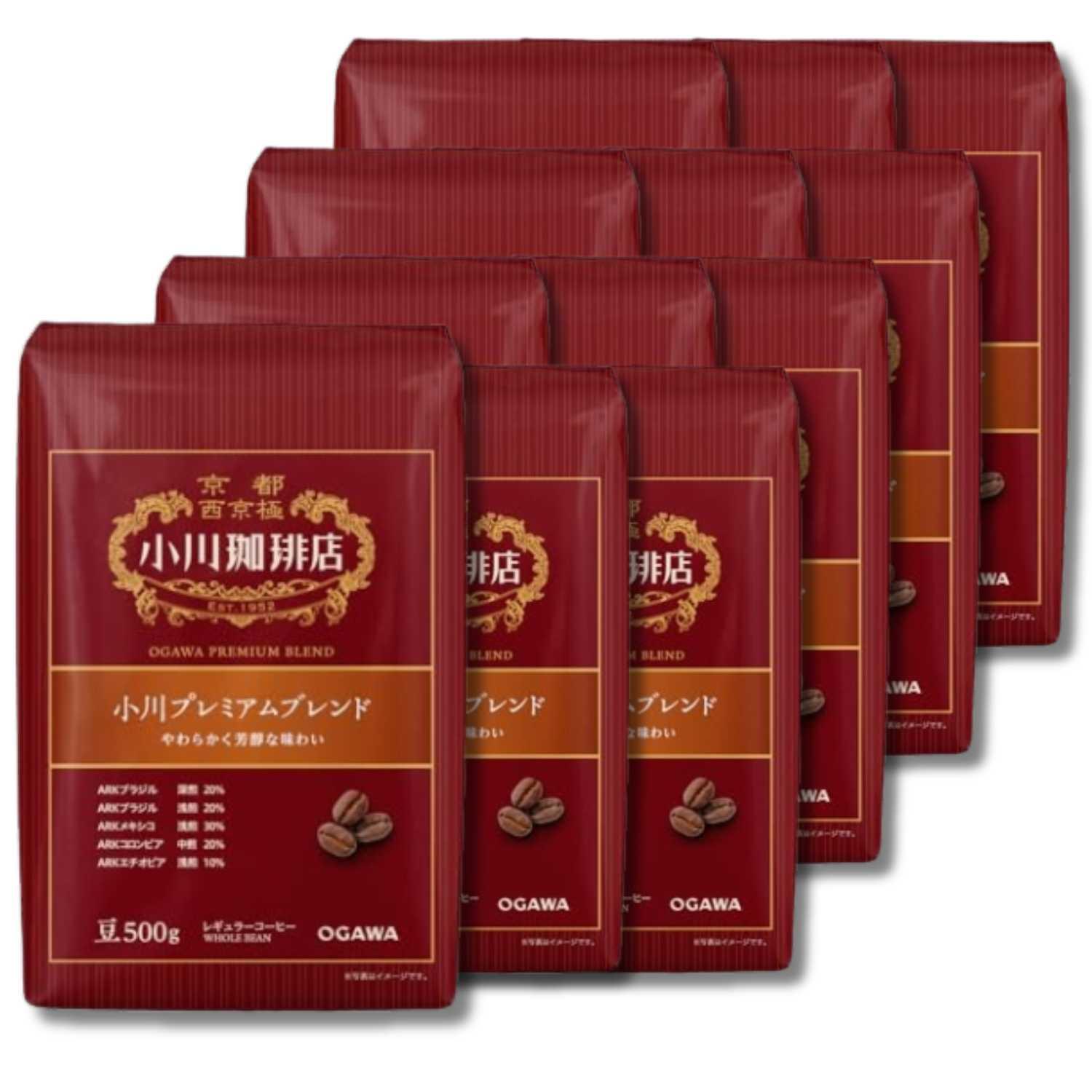 12個セット 小川珈琲店 小川プレミアムブレンド 豆 500g