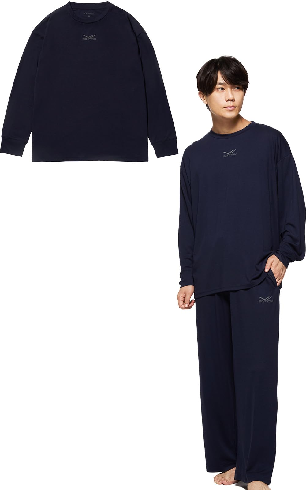 [SIXPAD] 公式ストア限定 シックスパッド リカバリーウェア スリープ Recovery Wear Sleep (Long, トップ（【Amazon限定カラー】 ネイビー）, M)