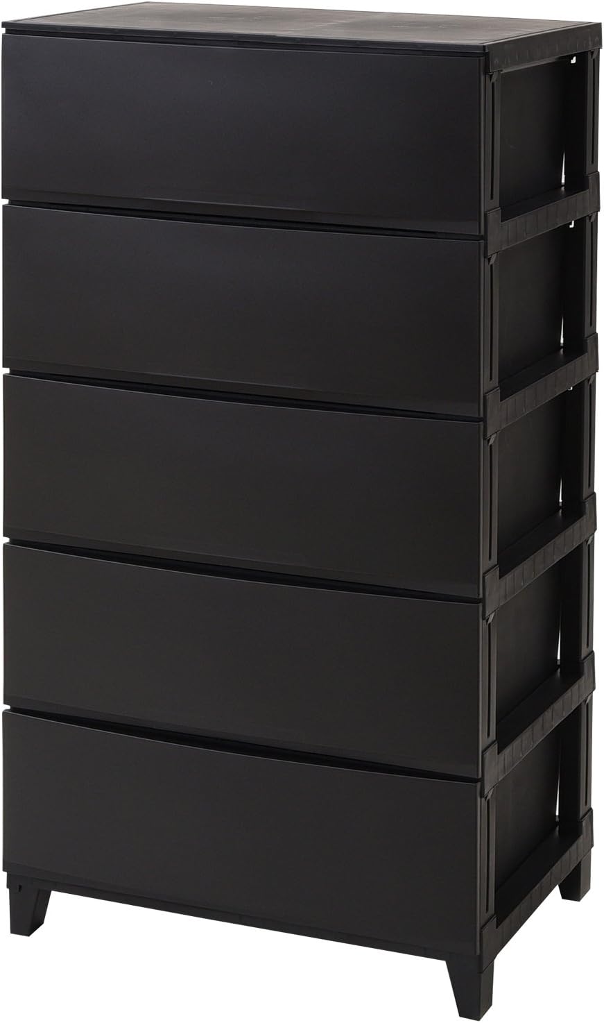 ワイド 幅54×奥行42×高さ107cm クローゼット収納 すべり止めつき ネット限定カラー(ブラック) 組立かんたんRSD-S545YABK