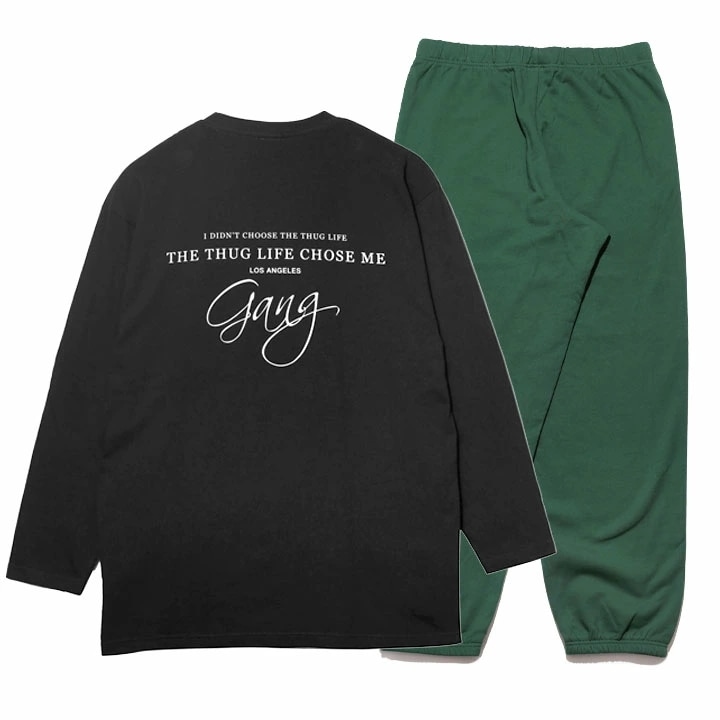 ACE FLAG 上下セット 長袖 ブランド スケボー メンズ 春秋冬用 黒 大きいサイズ エースフラッグ セットアップ ロンT スウェットパンツ 裏パイル シンプル