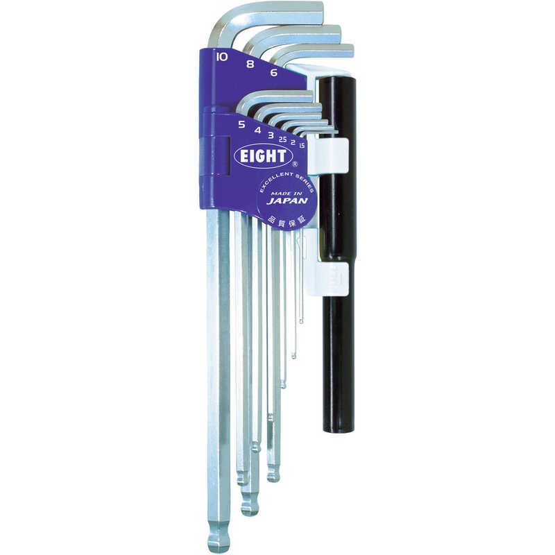 エイト　六角棒スパナ テーパーヘッド エキストラロング パイプ付 セット　TLS9NP