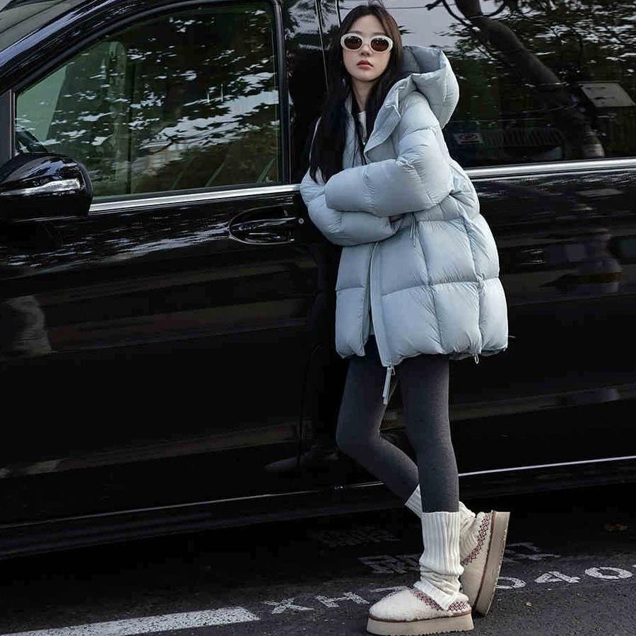 ミドルロング フード付き ダウン ジャケット 女性用 2025年 新作 厚手 トレンド パンジャケット
