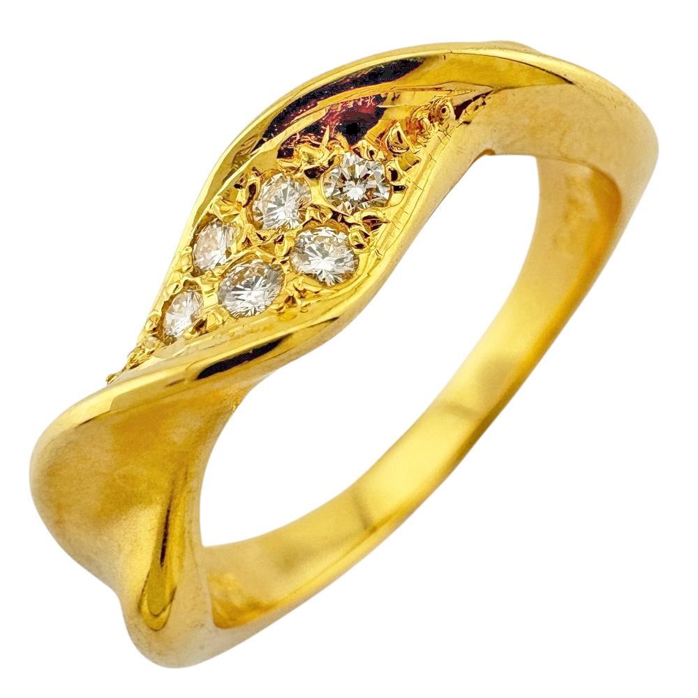 ミキモト リング 指輪 13号 18金 K18イエローゴールド ダイヤモンド MIKIMOTO 中古 美品