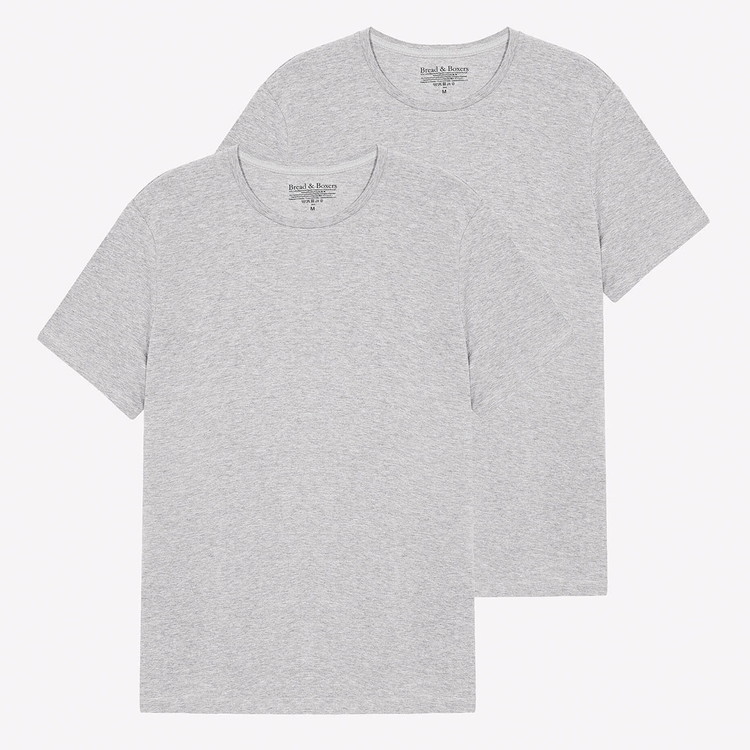 ブレッド＆ボクサーズ：ORGANIC COTTON CREW-NECK Tシャツ 2PK [グレー]【BNBUS121-030】 5,863円