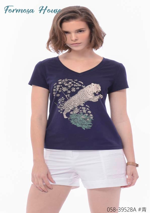 台湾製春夏半袖ヒョウTシャツ