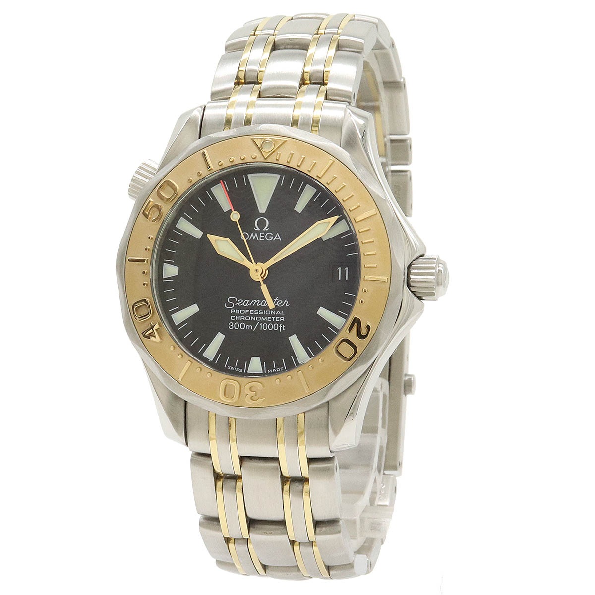 Seamaster シーマスター プロフェッショナル 300 デイト YG SS ブラック文字盤 AT オートマ 腕時計 2453.5