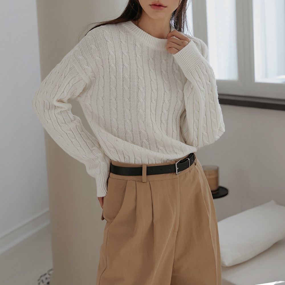 [12色] ベーシックケーブルニットプルオーバー 5,171円