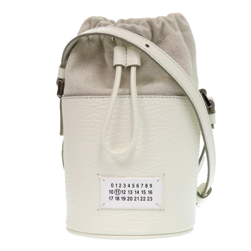 新品同様 5AC S61WG0035 ショルダーバッグ レザー/キャンバス/レザー ライトグレー 0290【中古】 レディース