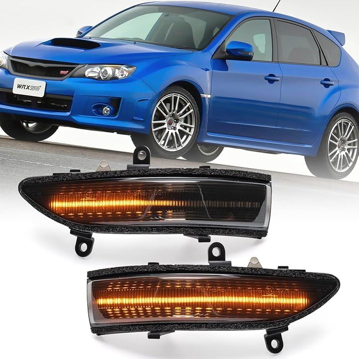互換品 スバル ドアミラー スモークレンズ仕様 LED 流れる シーケンシャル ウインカー インプレッサ GH WRX STI GVB GVF GRB GRF XV GE(スモーク)