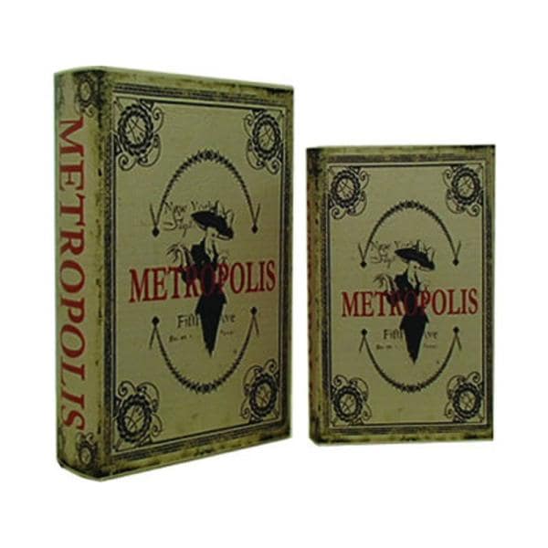 本型収納ボックス ブック 小物入れ ダミー 貴重品保管 アンティーク 重厚感 小道具 大小2点セット 3BB272