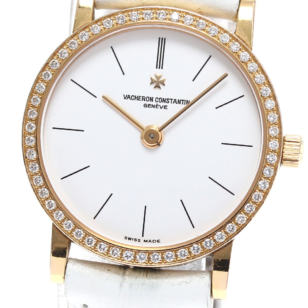 ヴァシュロン・コンスタンタン VACHERON CONSTANTIN 25593/000R パトリモニー K18PG ダイヤベゼル クォーツ レディース 保証書付き_823375【中古】 397,665円