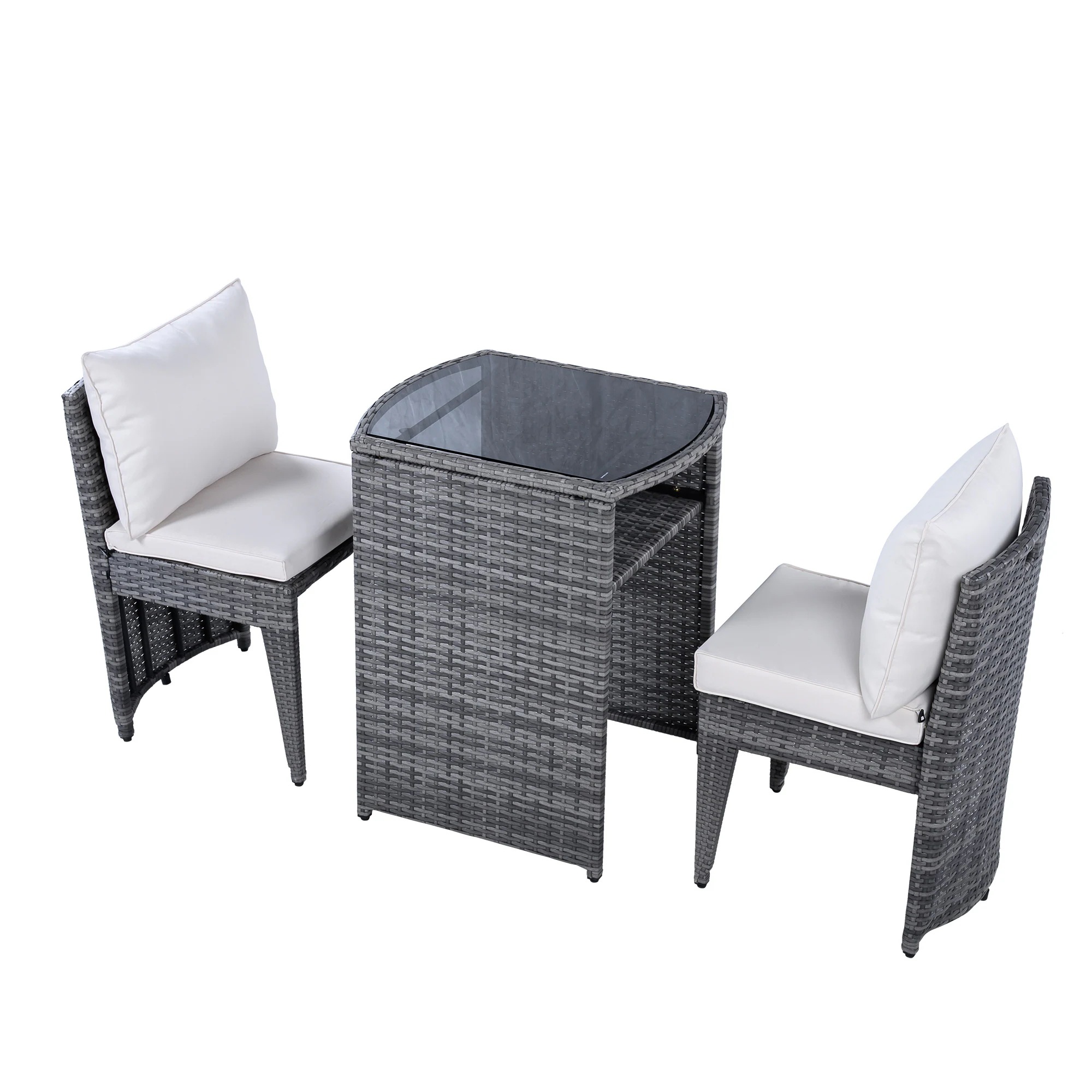 1974ガーデンファニチャーセット 3点セット ラタン調 コンバクト収納 ガーデンファニチャー ベランダテーブル ガーデンテーブル ガーデンチェアー テーブル コンパクト 屋外家具 ガーデンファニチャ