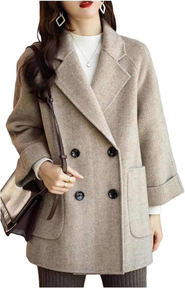 チェスターコート レディース 冬 秋冬 アウター ロング デザイン レディースアウター秋冬 レディースアウター冬 ボタン 暖かい フードなし 無地 長袖 可愛い 襟(ベージュ, M)