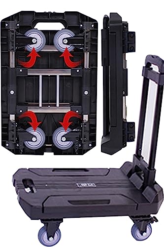 TSdrena 台車 折りたたみ 軽量 コンパクト 自動でタイヤ収納 フラットに収納 耐荷重200k