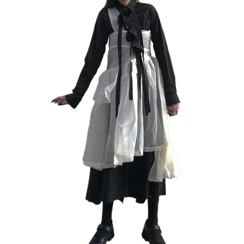 春服 病みかわ シャツワンピース3点セットアップ 韓国 量産型 ワンピース お嬢様 学院制