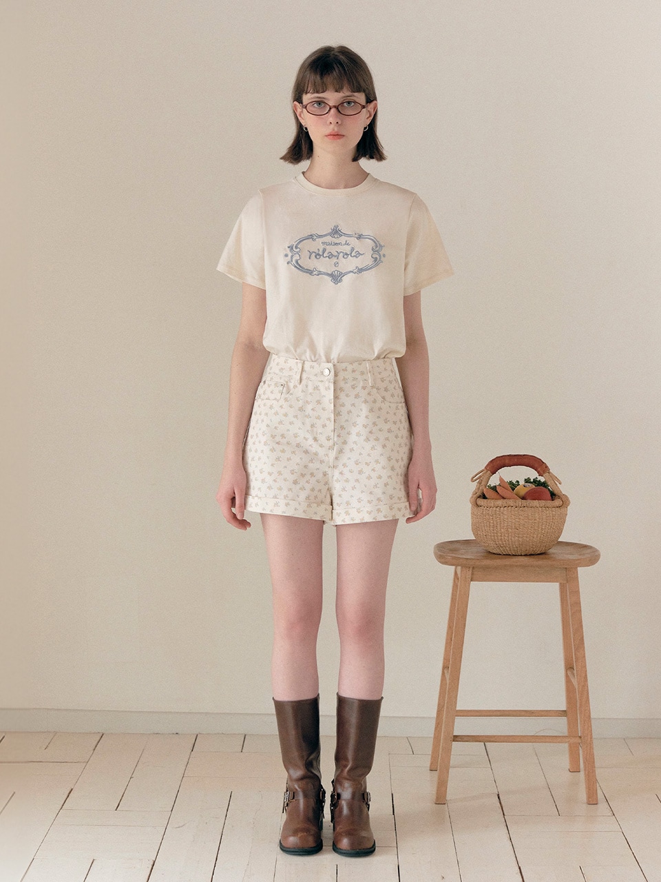 FLOWER HALF PANTS IVORY