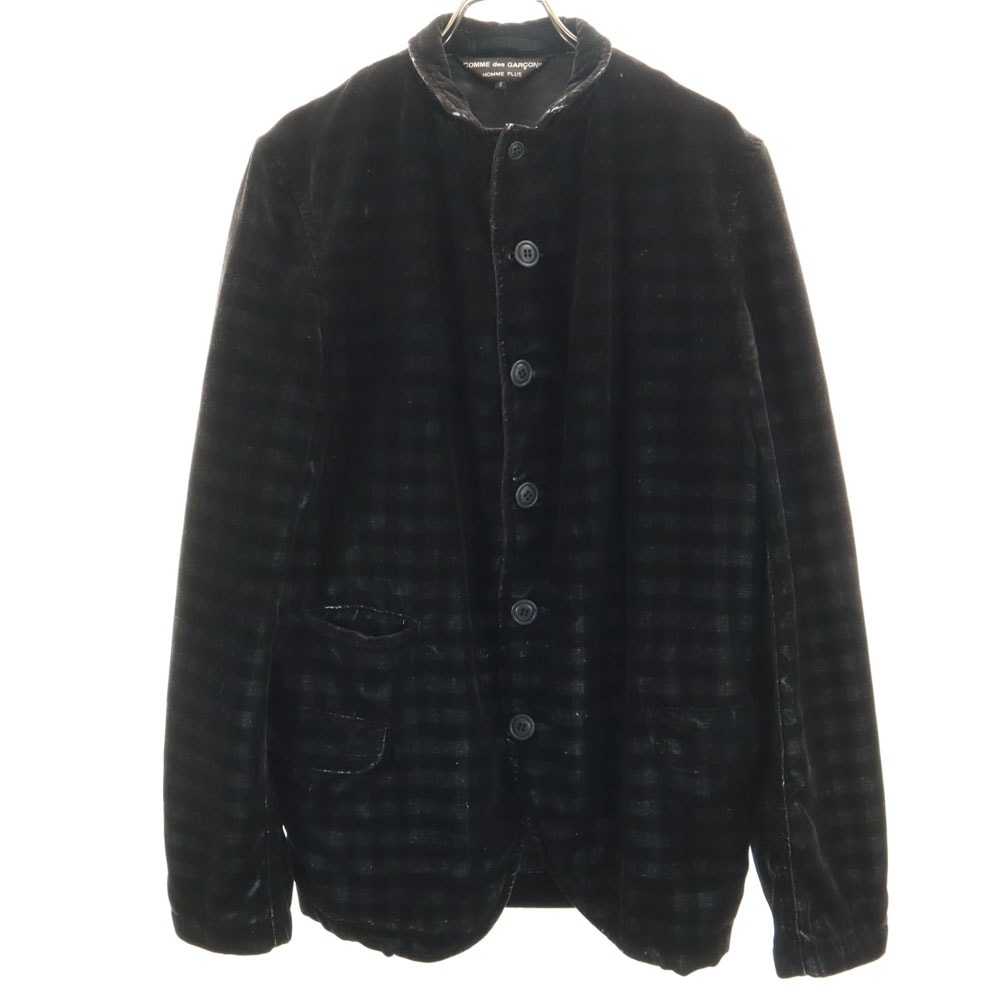 コムデギャルソンオムプリュス 2011年 日本製 チェック柄 パイル地 テーラードジャケット S ブラック COMME des GARCONS HOMME PLUS メンズ 13,213円