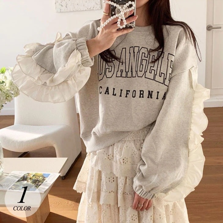 スウェット トレーナー パーカー レディース 秋冬 きれいめ 長袖 スウェット レディース ロゴスウェット ロゴ トップス ラウンドネック プリントシャツ 秋 冬 ファンガスエッジ ゆったり カジュ