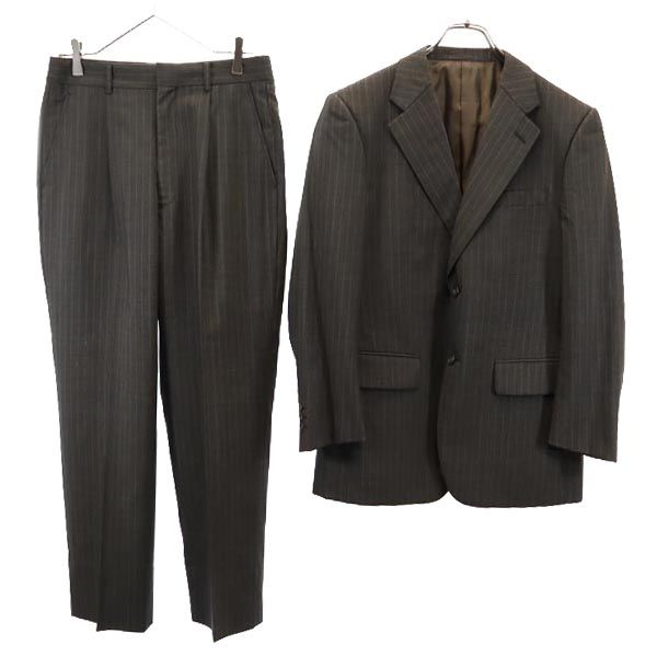 ギア ウール ストライプ柄 スーツ 上下セットアップ 90A4 グレー系 GEAR テーラードジャケット ロングパンツ メンズ