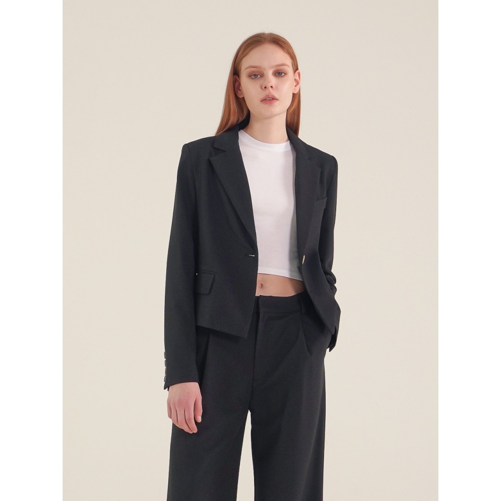 ACUD シングル ボタン クロップド ブレザー ブラック