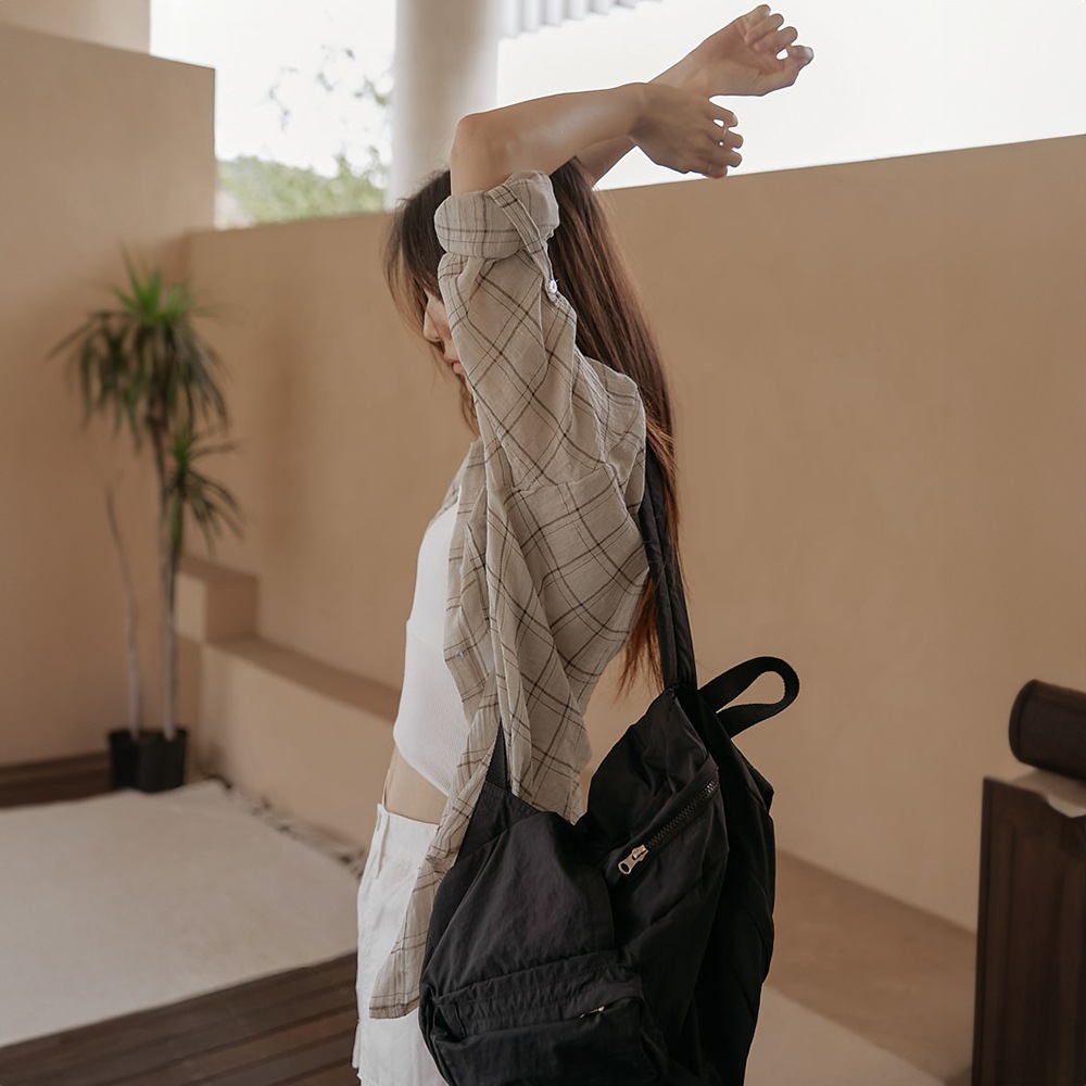 サマーチェック柄ロールアップシャツ