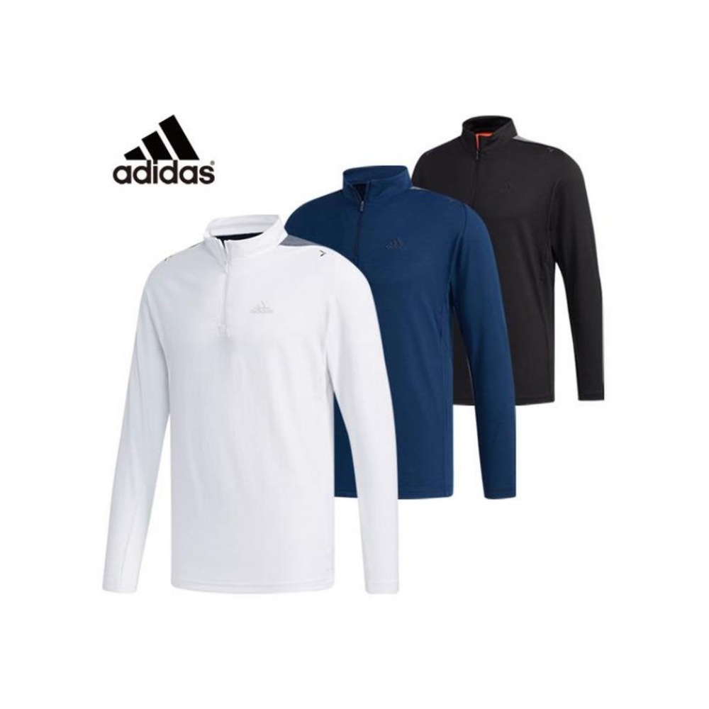 アディダスゴルフアディダス FW ハーフジップメンズロングスリーブ T シャツ ED3650 ED3651