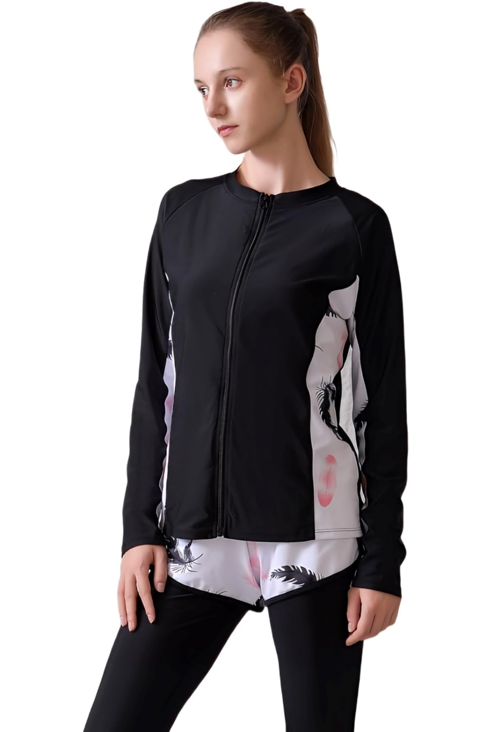 [THE CLASSIC TOKYO UV LABEL] 水着 レディース タンキニ 体系カバー フィットネス セット (4L, ホワイト×フェザー)