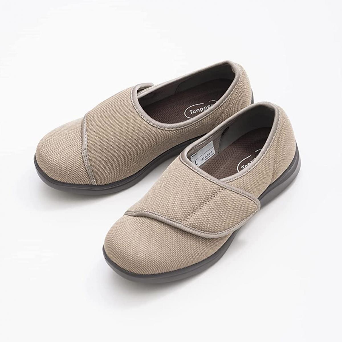 徳武産業 介護シューズ 外出 かるっふわっウォーク (ラメ) ベージュ M (22-22.5cm) 3E 室外履き 婦人用 6318