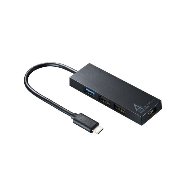 (まとめ）サンワサプライ USB Type Cコンボハブ USB-3TCH7BK(×2セット)