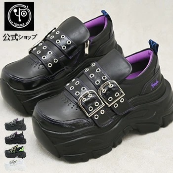 【公式SHOP特典キズ補修液付】 ヨースケ 厚底スニーカー レディース バックル付き 9cm 厚底フラット