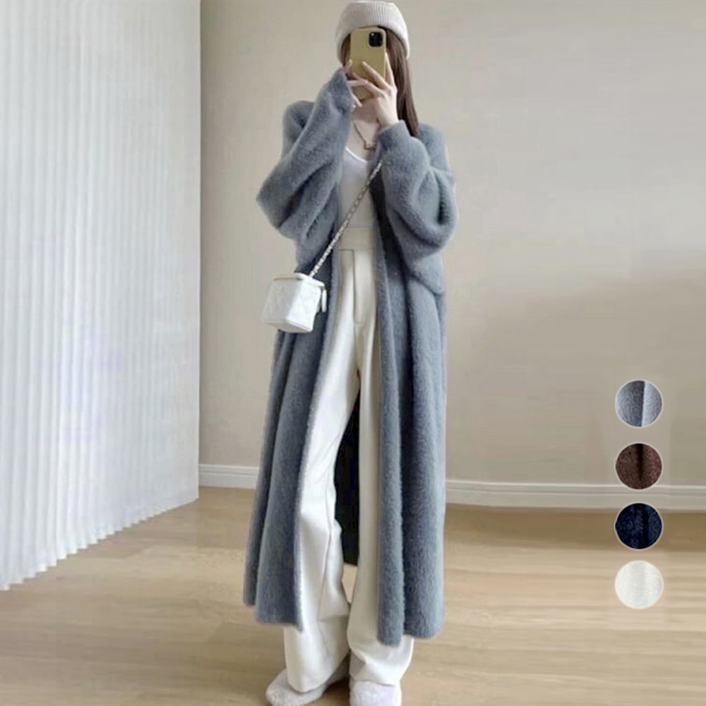 国内即納 シャギーロングニットカーディガン 韓国風 86SXH-001