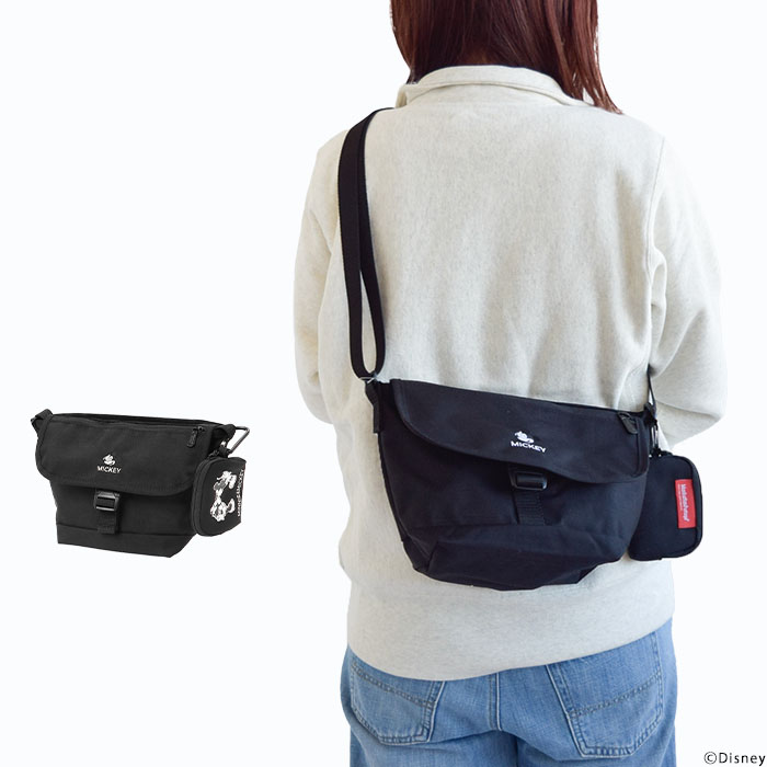 ManhattanPortage ショルダーバッグ メッセンジャーバッグ ミッキー ディズニー メンズ レディース ユニセックス ブラック MP1603FZPMIC24