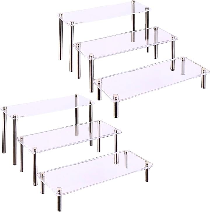 アクリルステージ ディスプレイスタンド 組み立て式 陳列棚 フィギュア棚 アクリル展示台 (クリア 2個組, 3段 40cm)