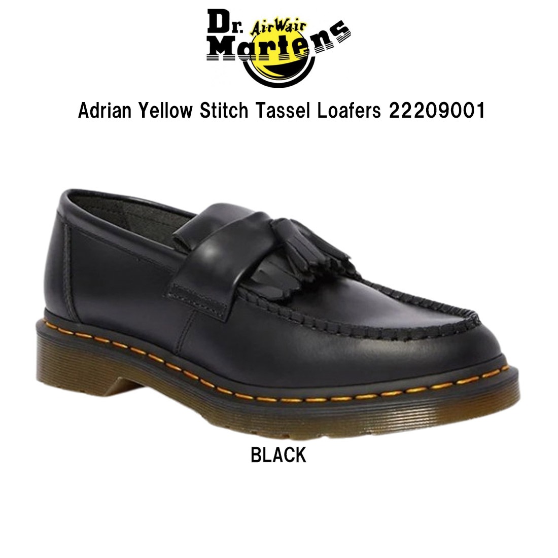 Dr.Martens エイドリアン タッセル ローファー イエローステッチ スムースレザー 革靴 シューズ 定番 メンズ レディース 22209001